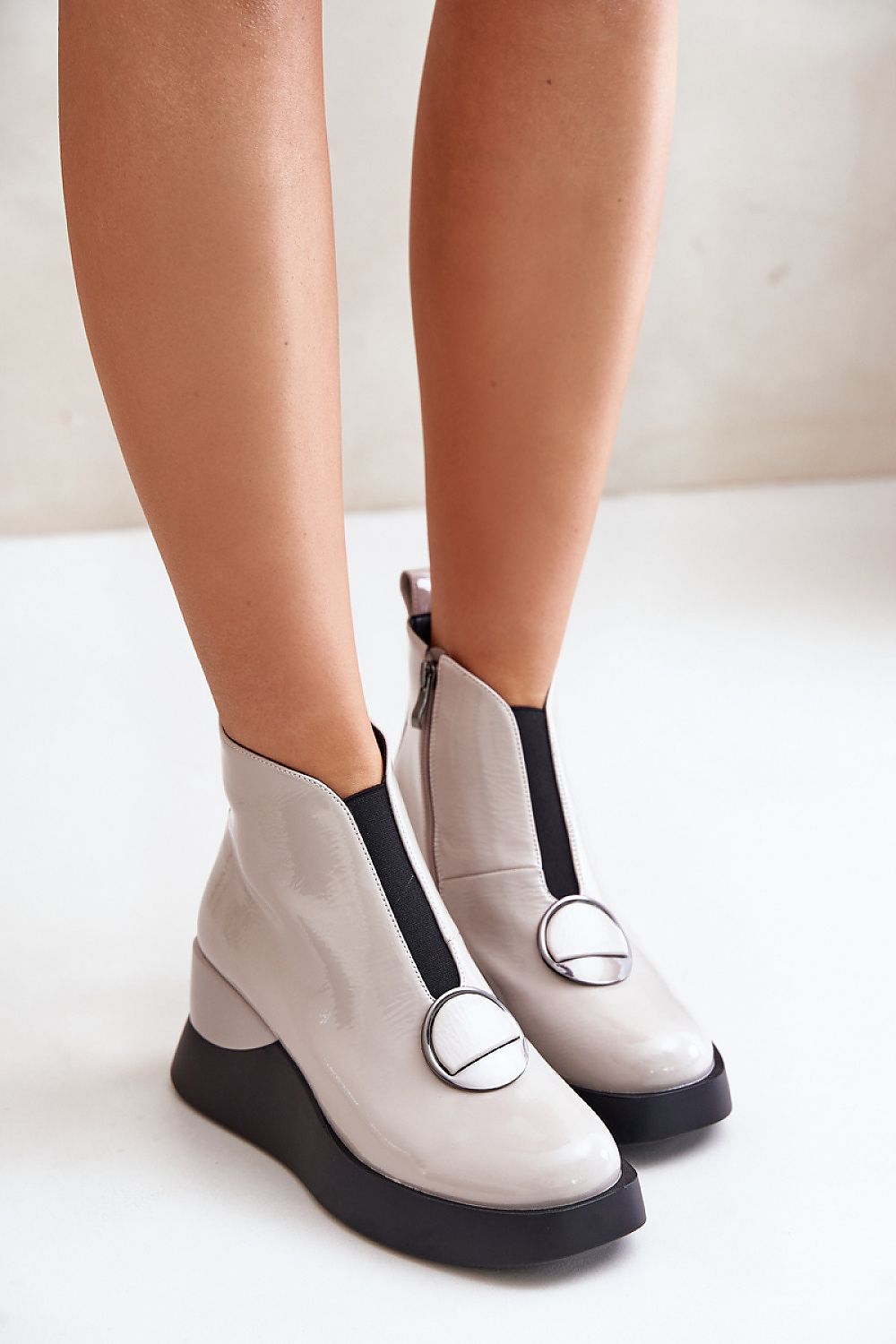  Botine cu talpă tip pană model 201015 Step in style 