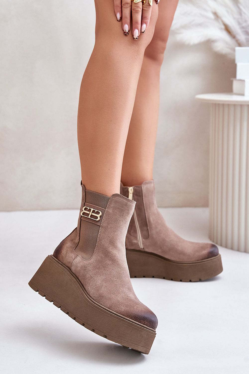  Botine cu talpă tip pană model 201181 Step in style 