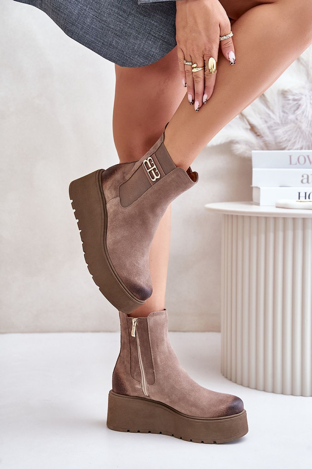  Botine cu talpă tip pană model 201181 Step in style 