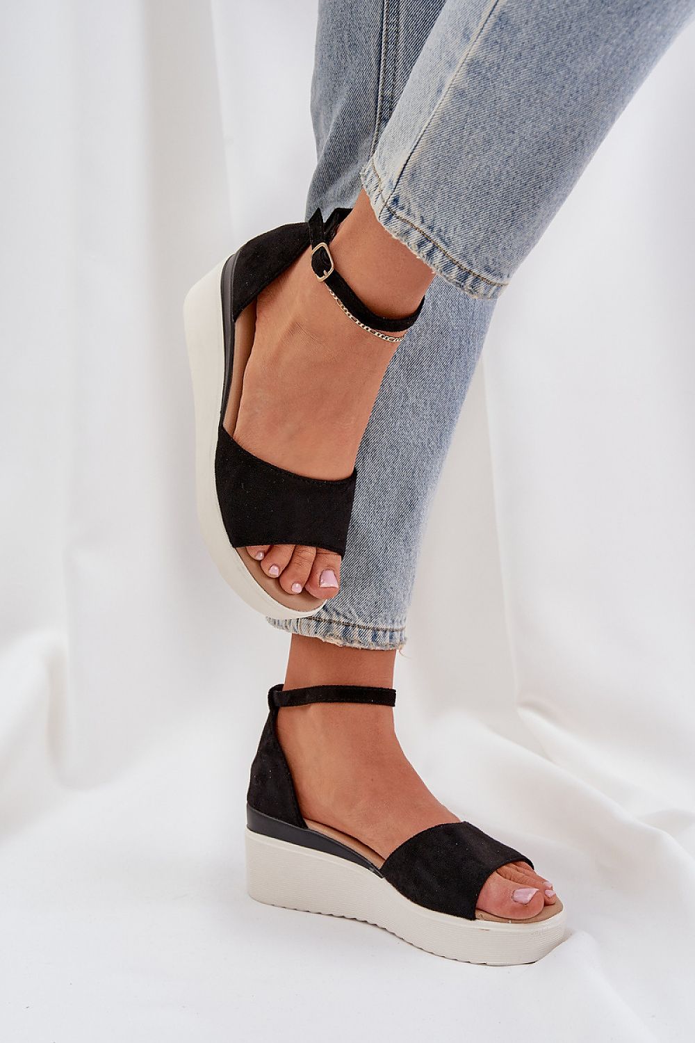  Sandale cu talpă tip pană model 210148 Step in style 