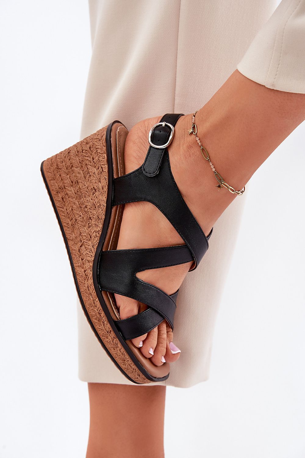  Sandale cu talpă tip pană model 212834 Step in style 