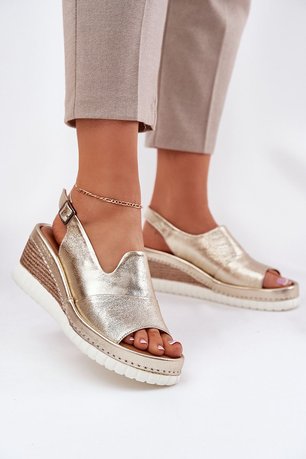  Sandale cu talpă tip pană model 212899 Step in style 