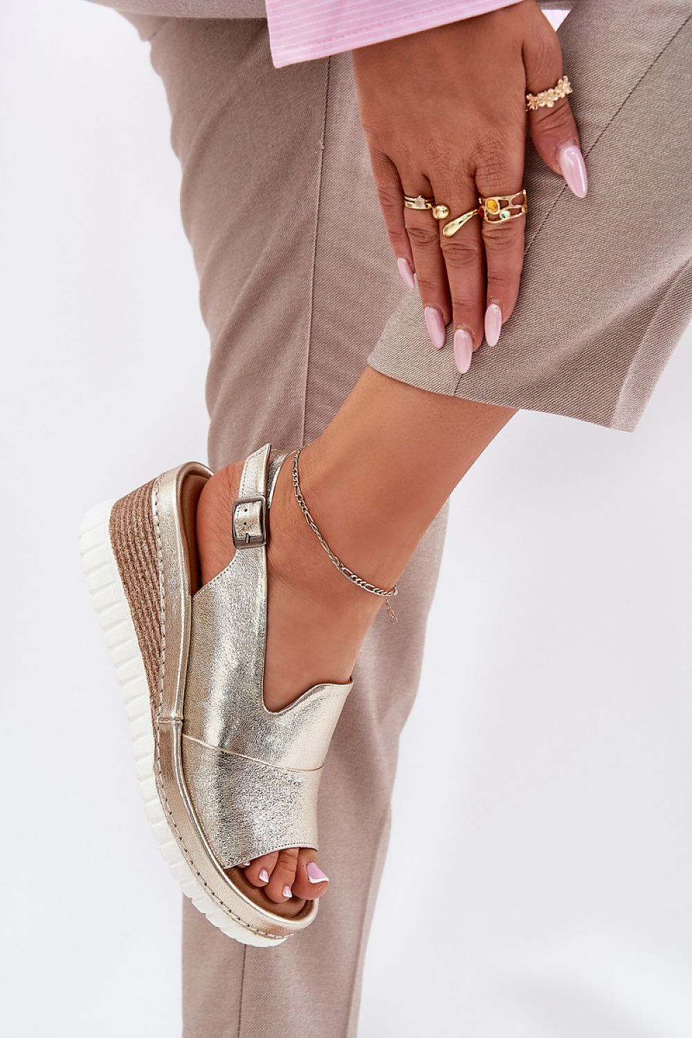  Sandale cu talpă tip pană model 212899 Step in style 