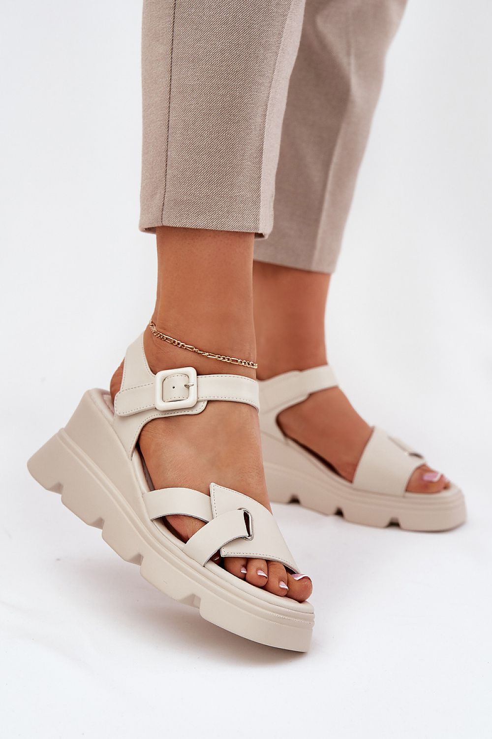  Sandale cu talpă tip pană model 212903 Step in style 