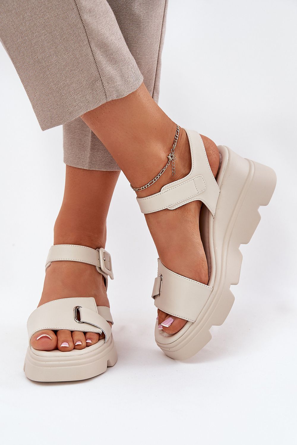  Sandale cu talpă tip pană model 212903 Step in style 