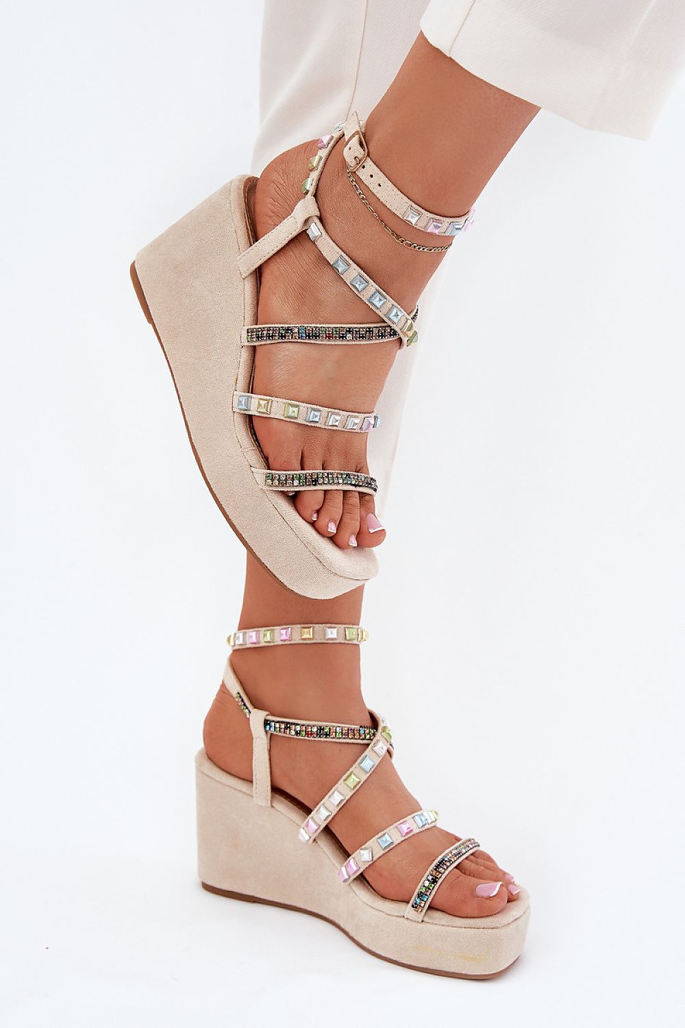  Sandale cu talpă tip pană model 215005 Step in style 
