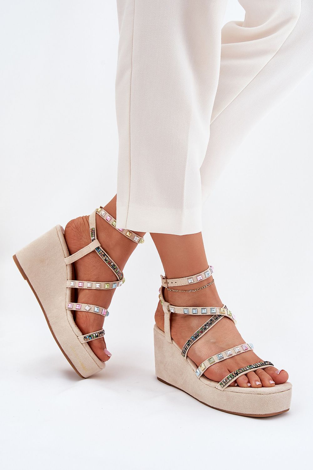  Sandale cu talpă tip pană model 215005 Step in style 