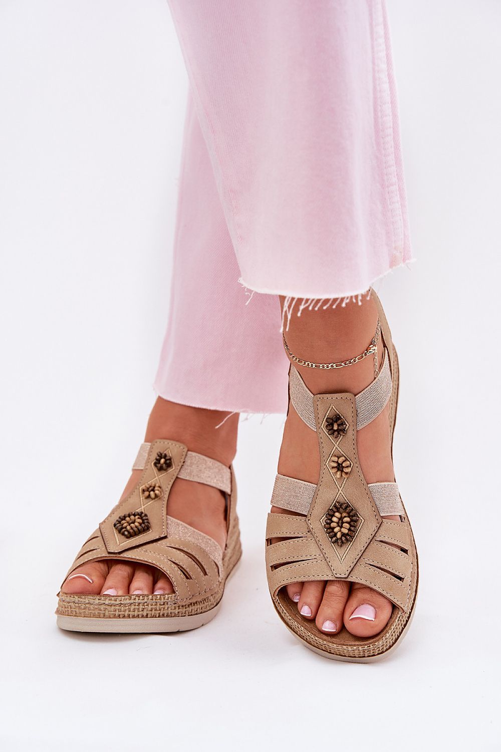  Sandale cu talpă tip pană model 215012 Step in style 