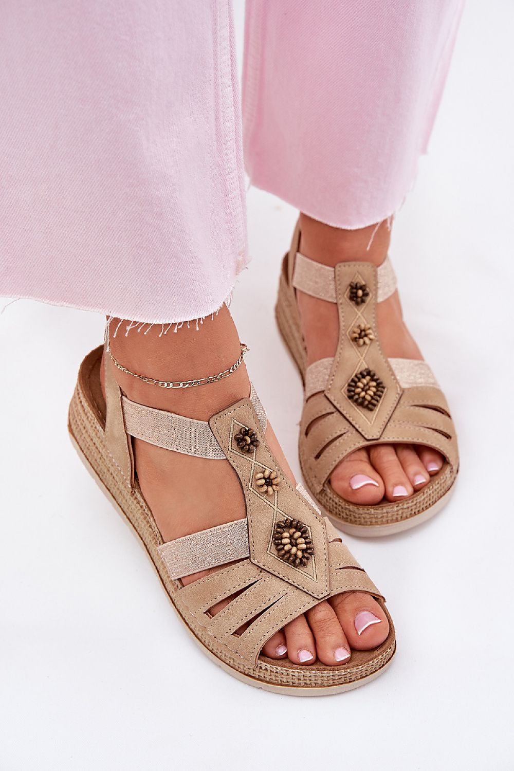  Sandale cu talpă tip pană model 215012 Step in style 