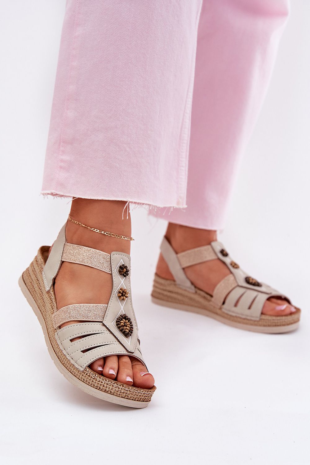  Sandale cu talpă tip pană model 215013 Step in style 
