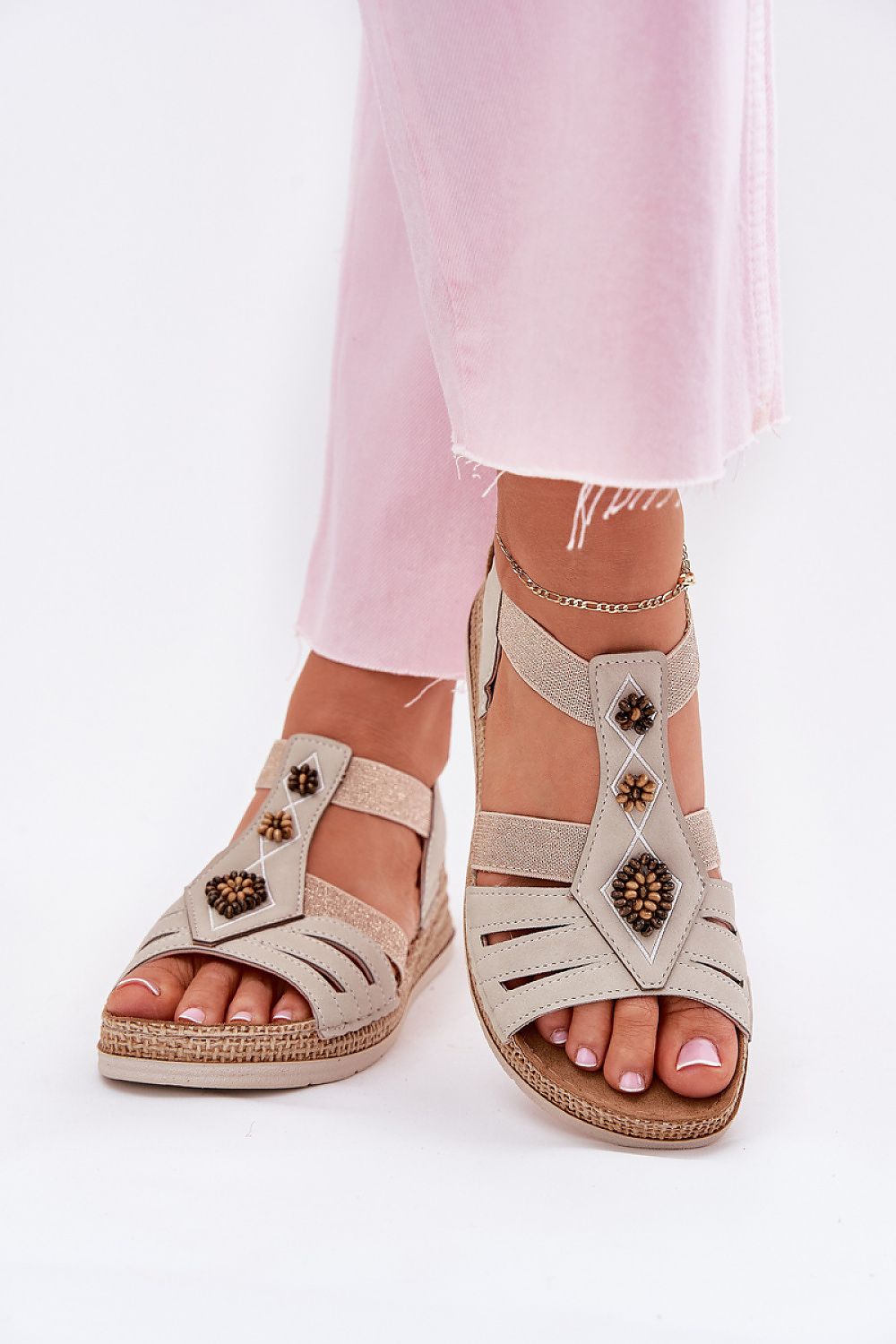  Sandale cu talpă tip pană model 215013 Step in style 