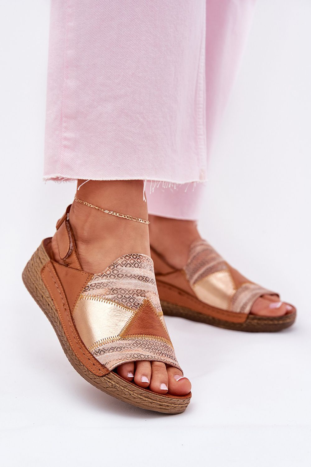  Sandale cu talpă tip pană model 215016 Step in style 