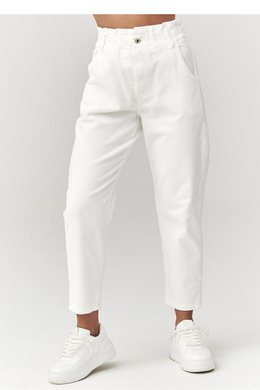  Pantaloni din catifea model 223242 Makadamia 