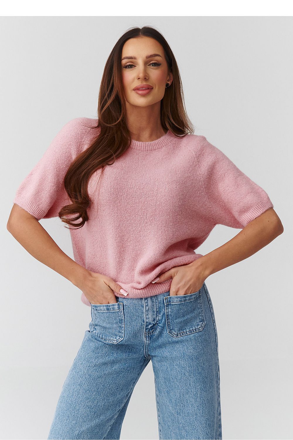  Pulover cu mânecă scurtă model 224079 Makadamia 