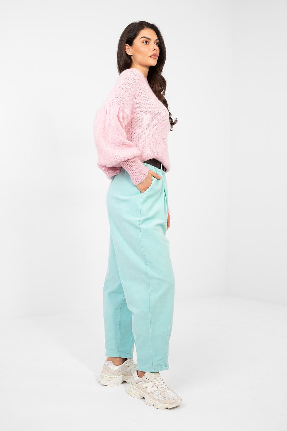  Pantaloni din catifea model 224385 Italy Moda 