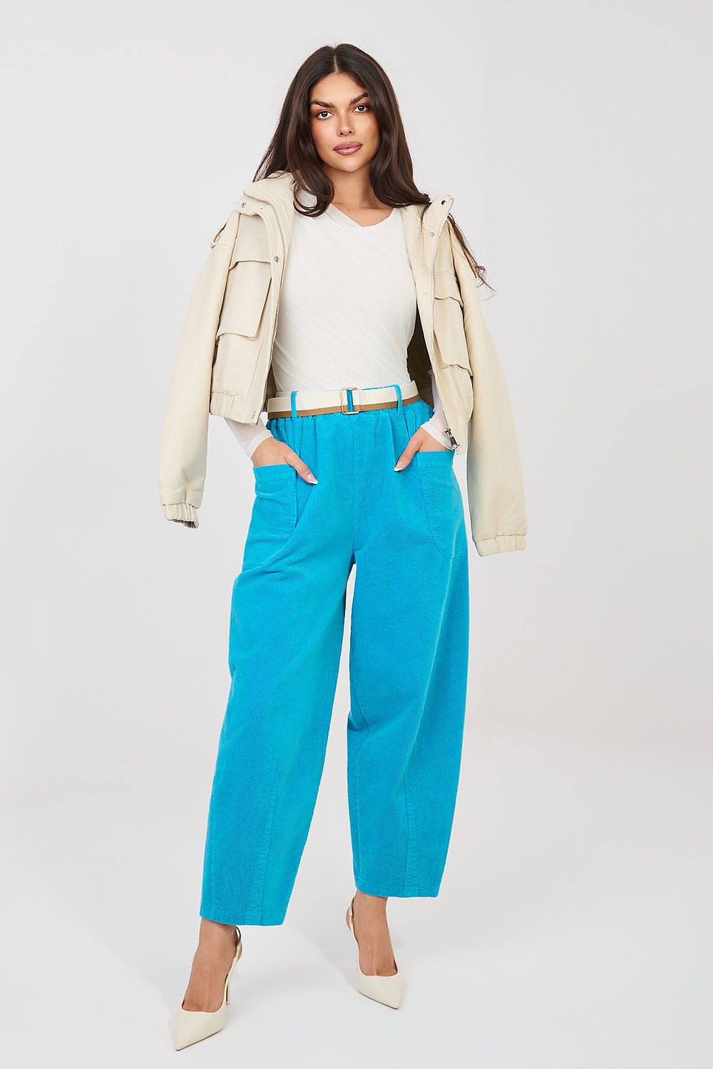  Pantaloni din catifea model 225093 Rue Paris 