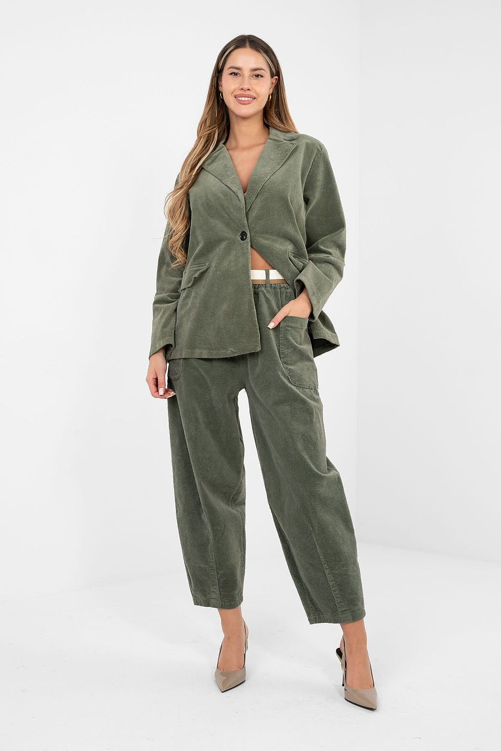  Pantaloni din catifea model 225094 Rue Paris 