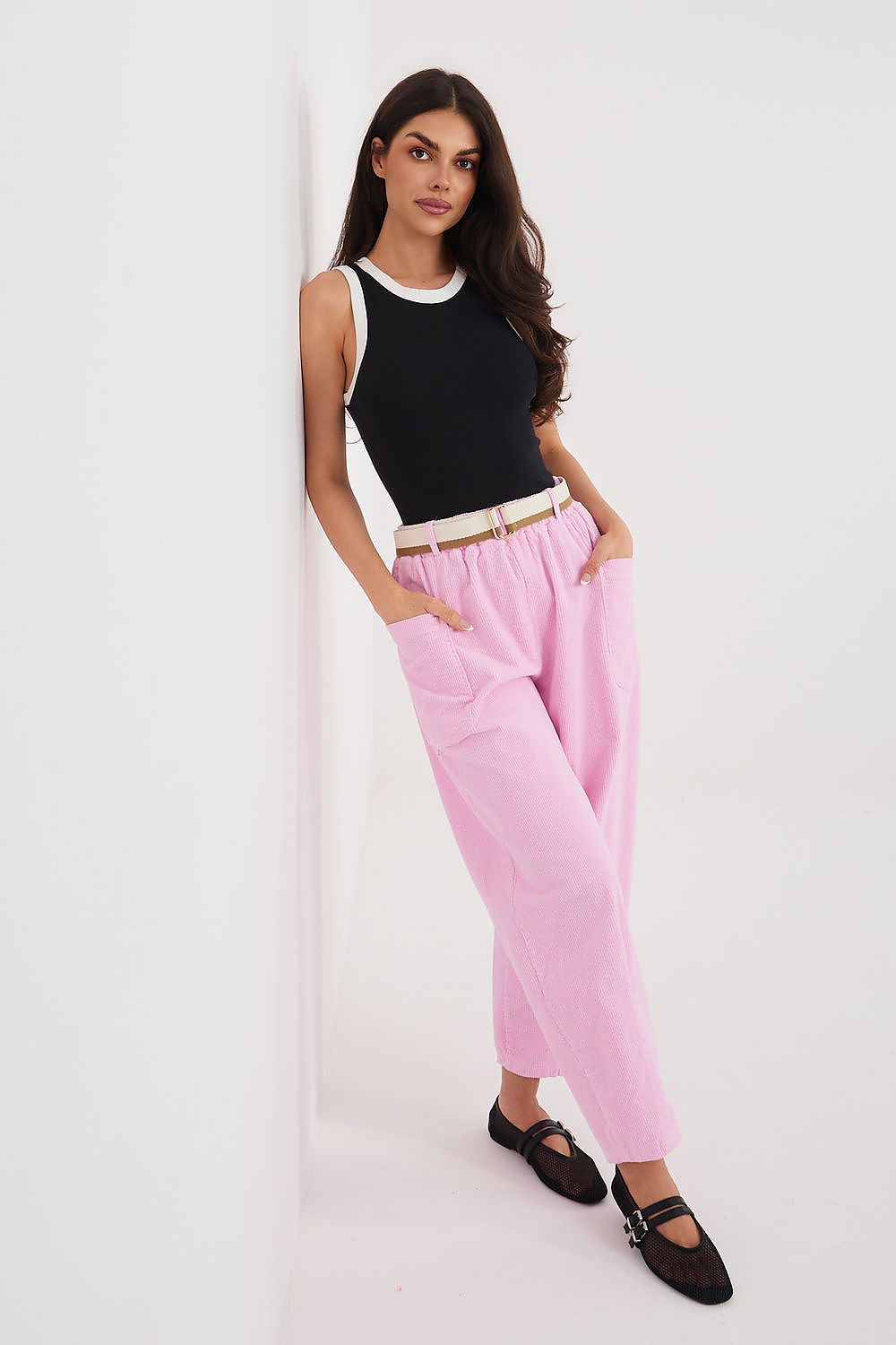  Pantaloni din catifea model 225099 Rue Paris 