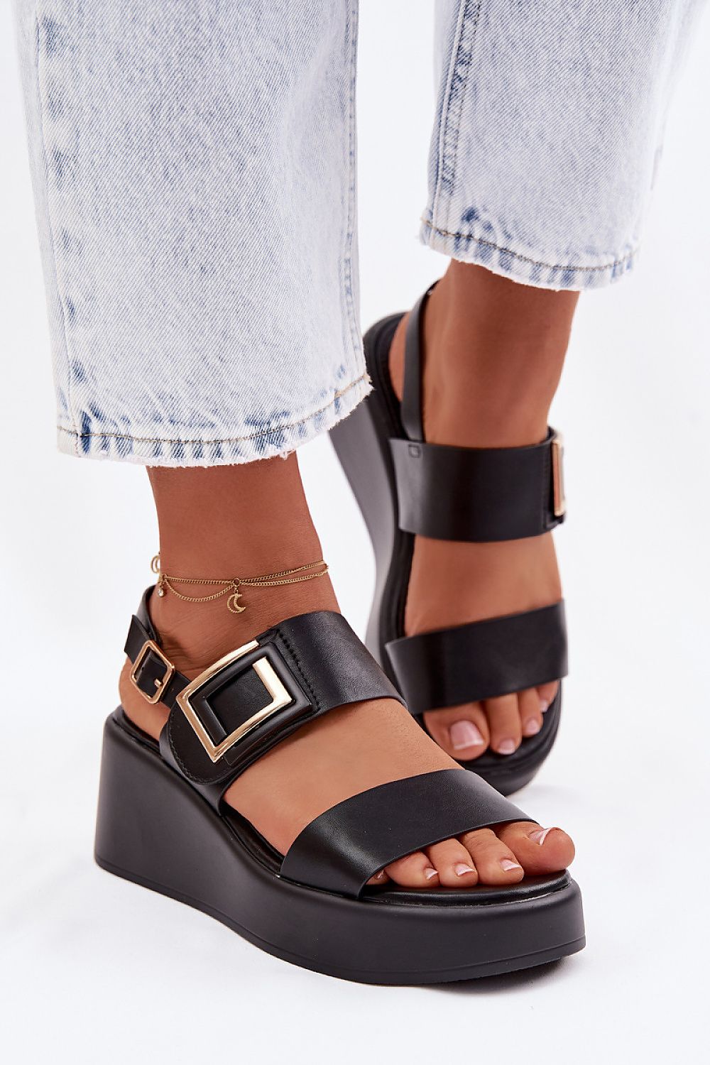  Sandale cu talpă tip pană model 225402 Step in style 