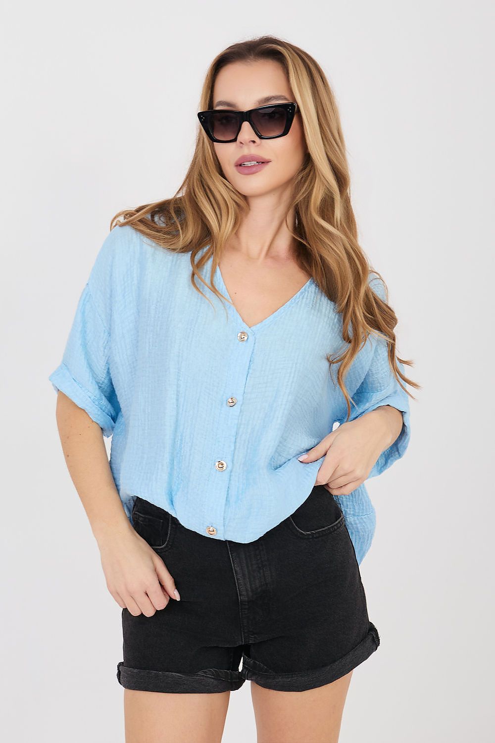  Cămaşă cu mânecă scurtă model 225509 Italy Moda 