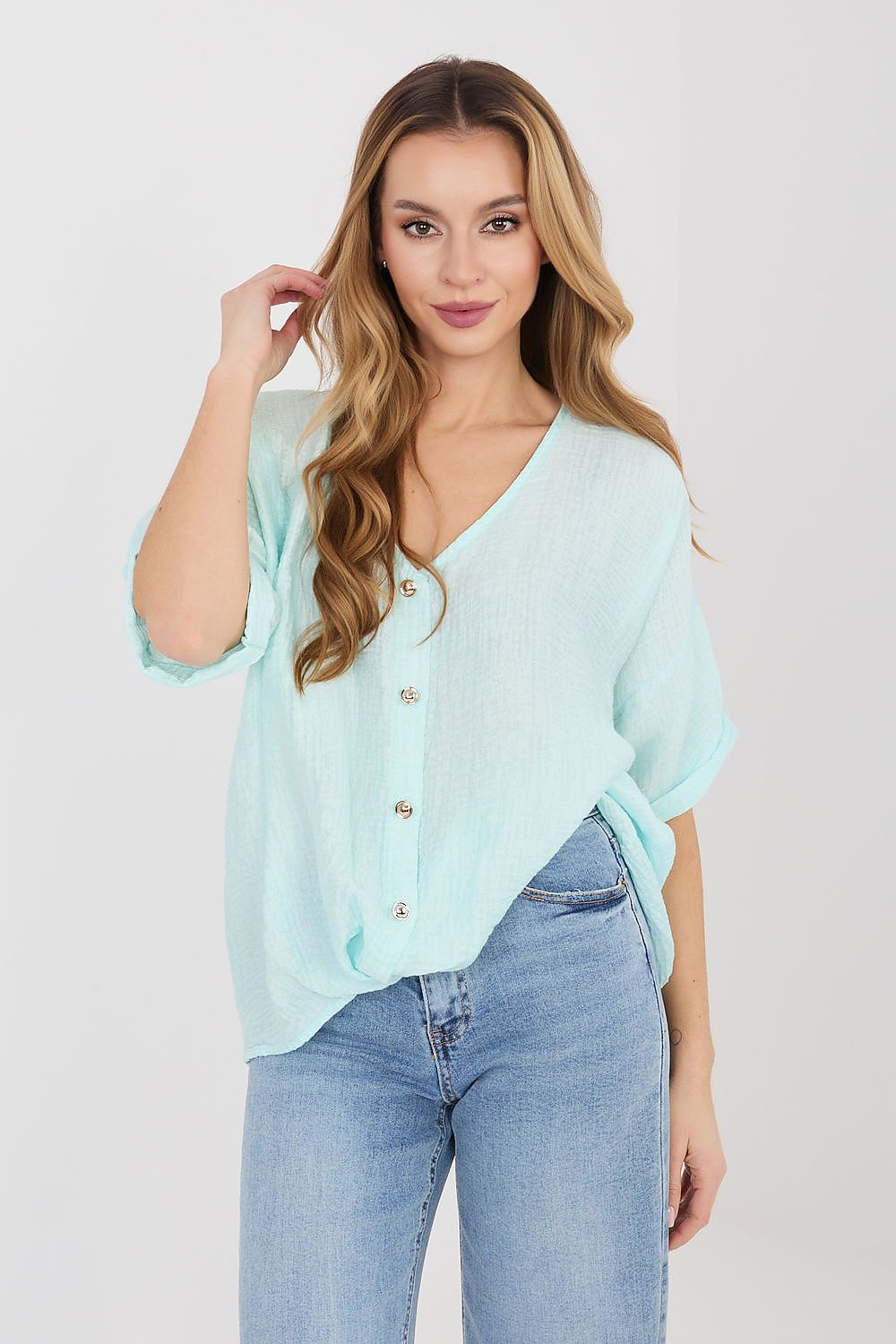 Cămaşă cu mânecă scurtă model 225511 Italy Moda 