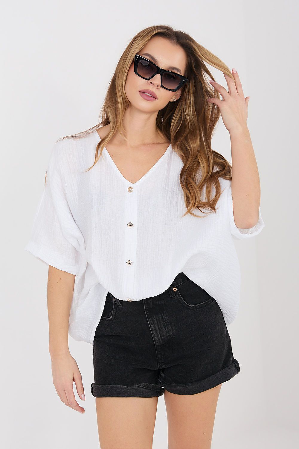  Cămaşă cu mânecă scurtă model 225512 Italy Moda 