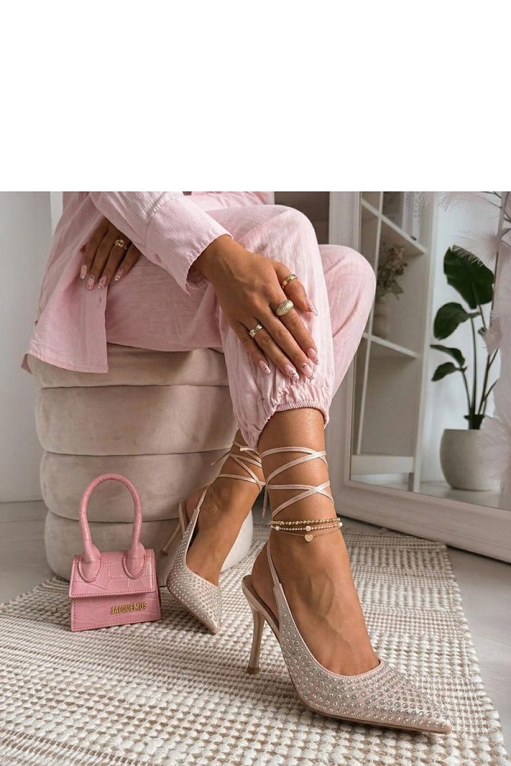  Pantofi cu toc cu şiret model 227283 Solea 