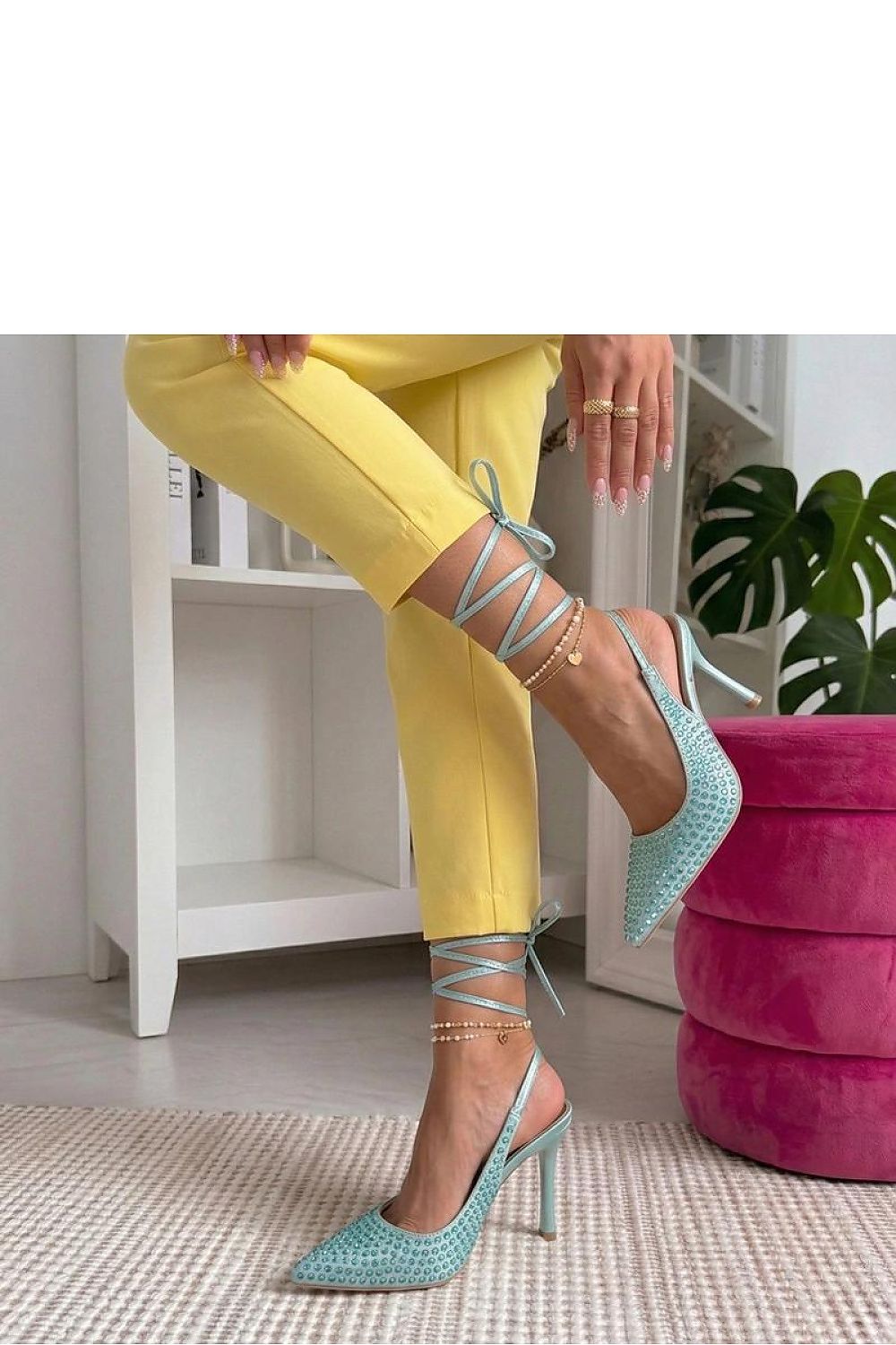  Pantofi cu toc cu şiret model 227284 Solea 