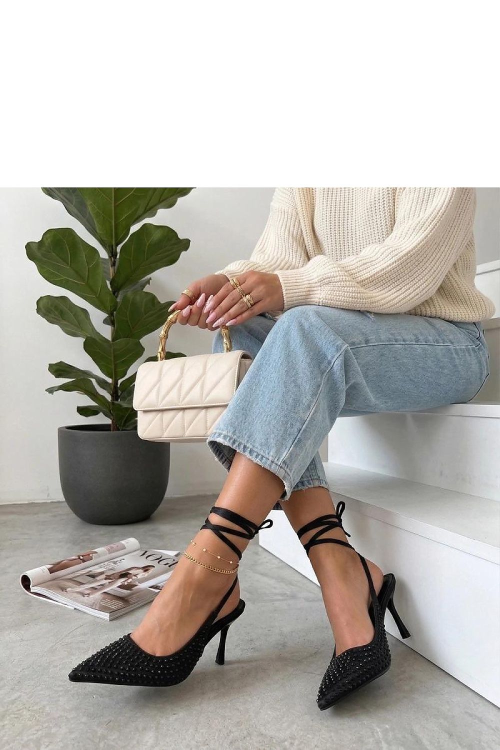  Pantofi cu toc cu şiret model 227285 Solea 