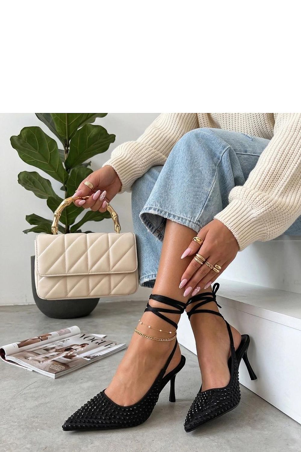  Pantofi cu toc cu şiret model 227285 Solea 