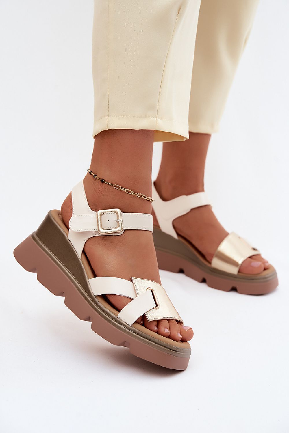  Sandale cu talpă tip pană model 227899 Step in style 