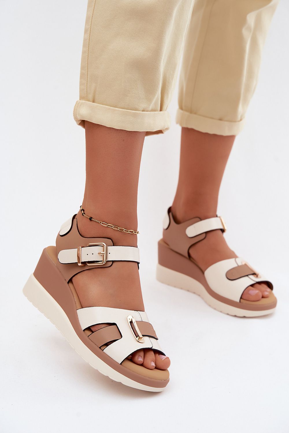  Sandale cu talpă tip pană model 228390 Step in style 