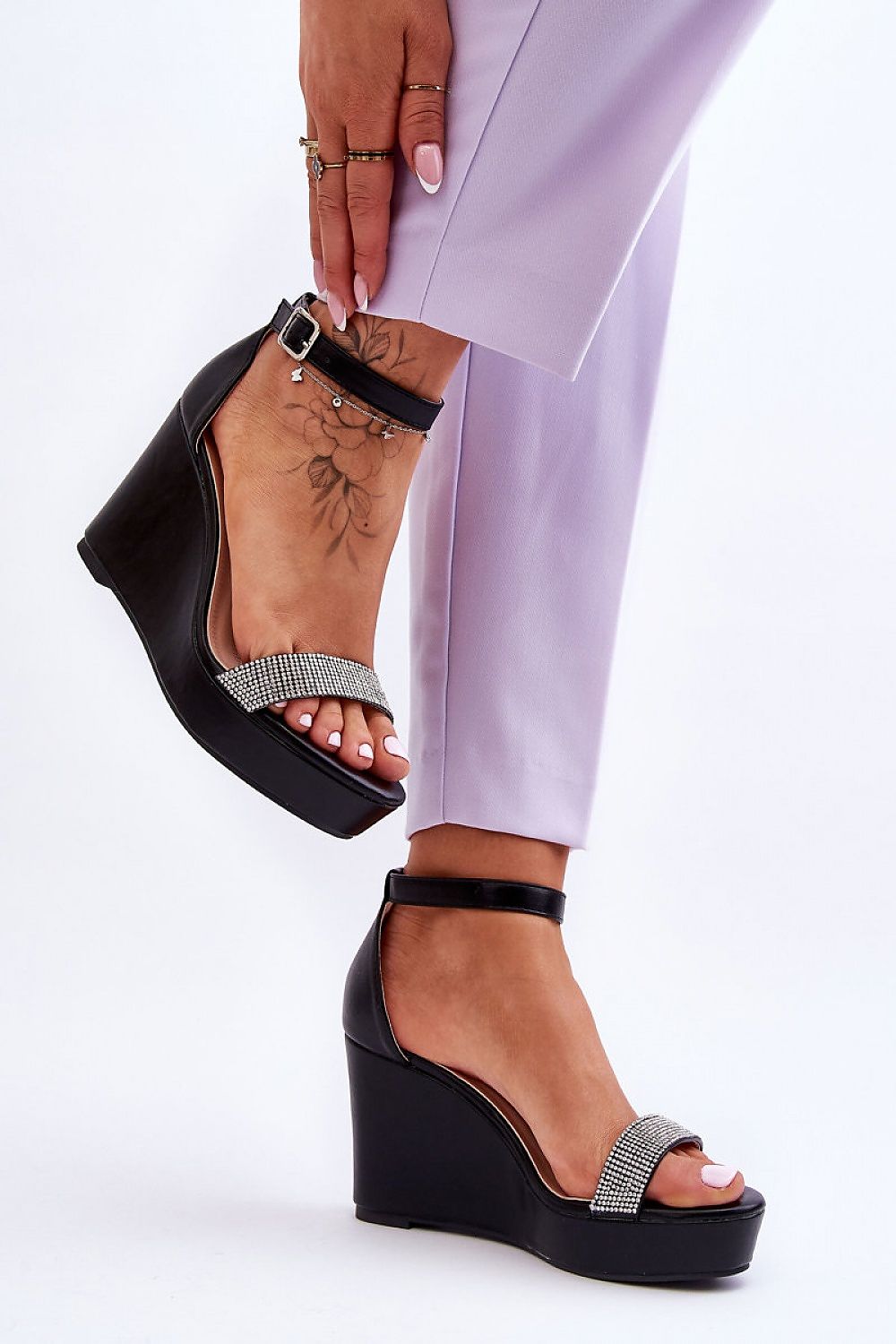  Sandale cu talpă tip pană model 181028 Step in style 