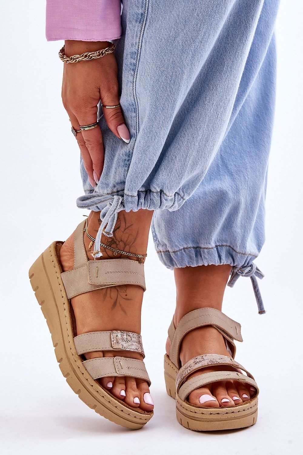  Sandale cu talpă tip pană model 181422 Step in style 