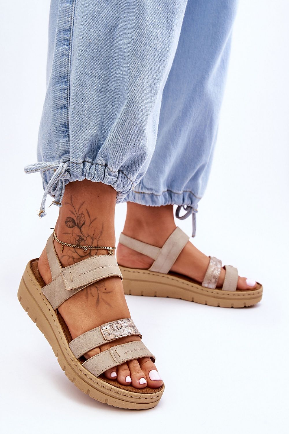  Sandale cu talpă tip pană model 181422 Step in style 