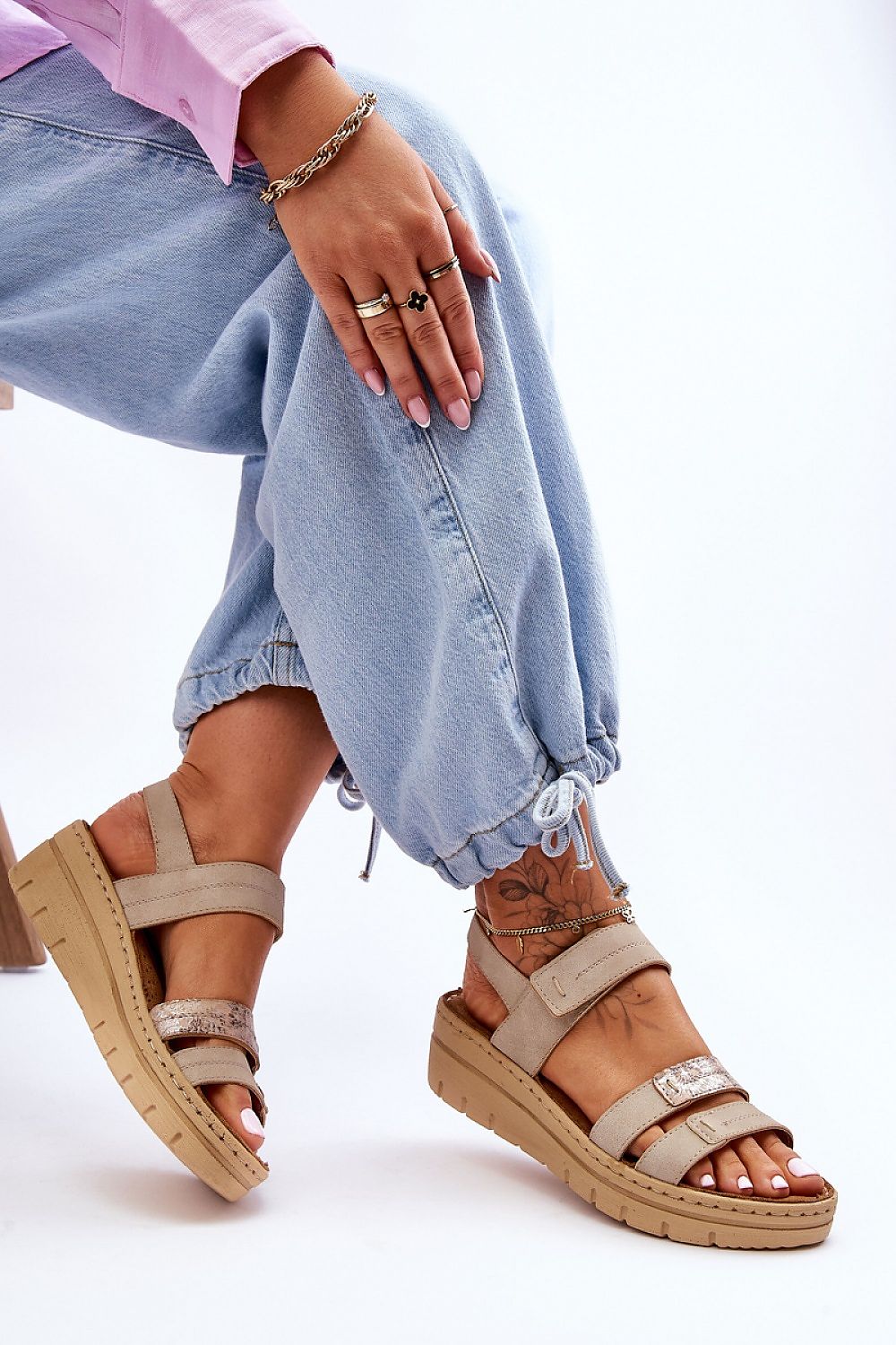  Sandale cu talpă tip pană model 181422 Step in style 