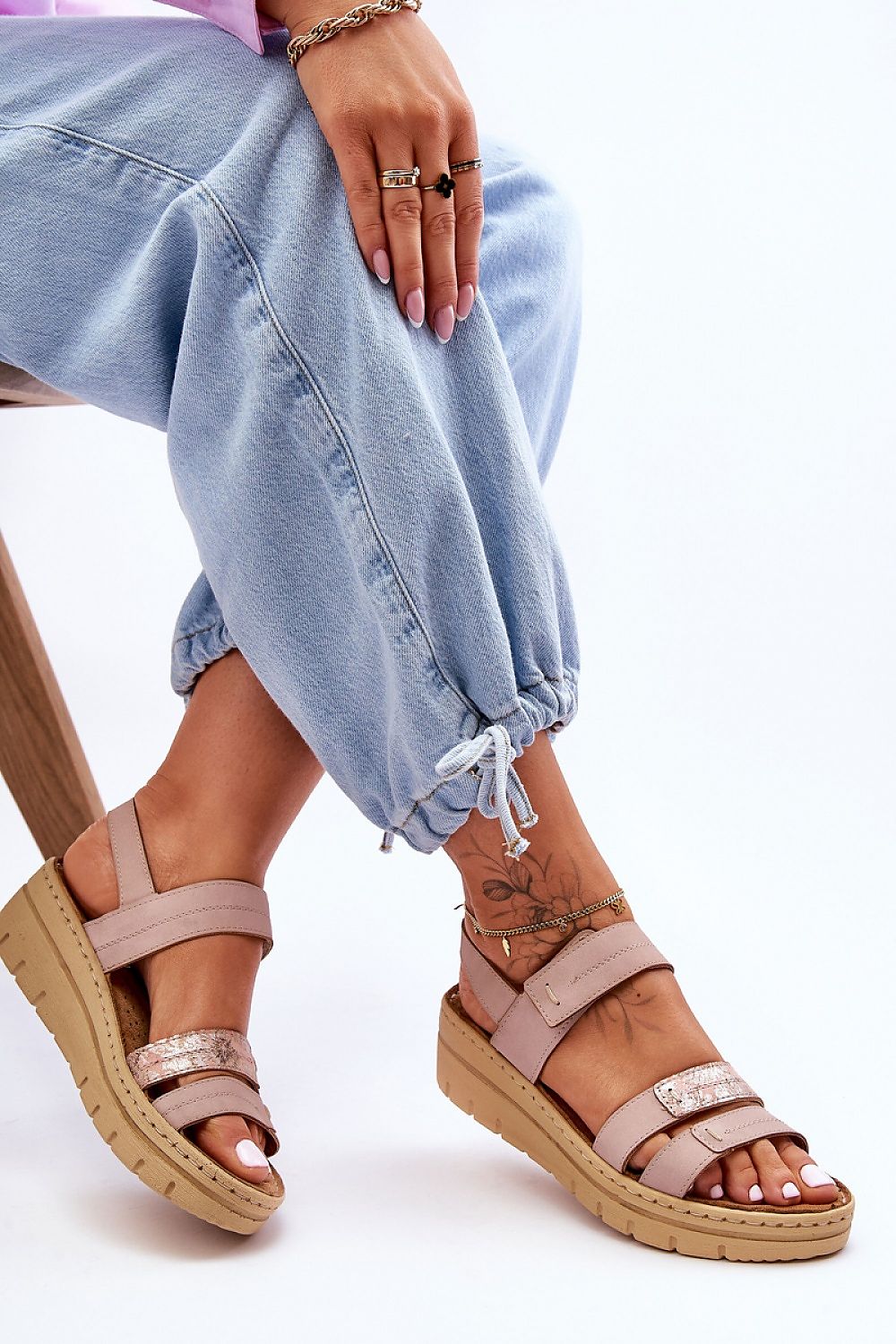  Sandale cu talpă tip pană model 181423 Step in style 