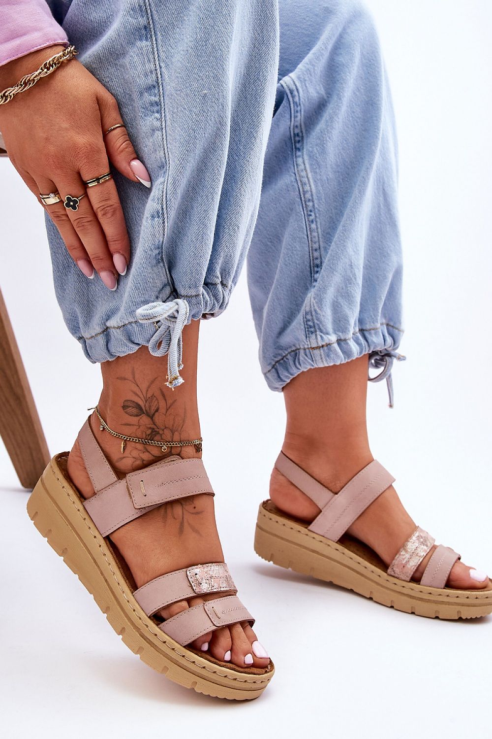  Sandale cu talpă tip pană model 181423 Step in style 