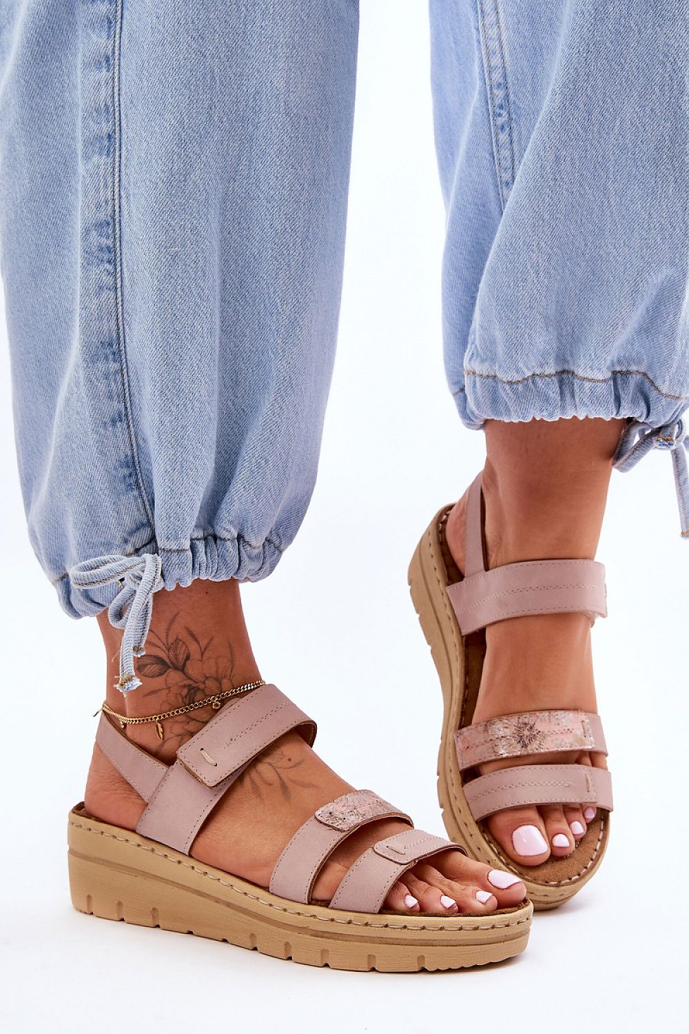  Sandale cu talpă tip pană model 181423 Step in style 